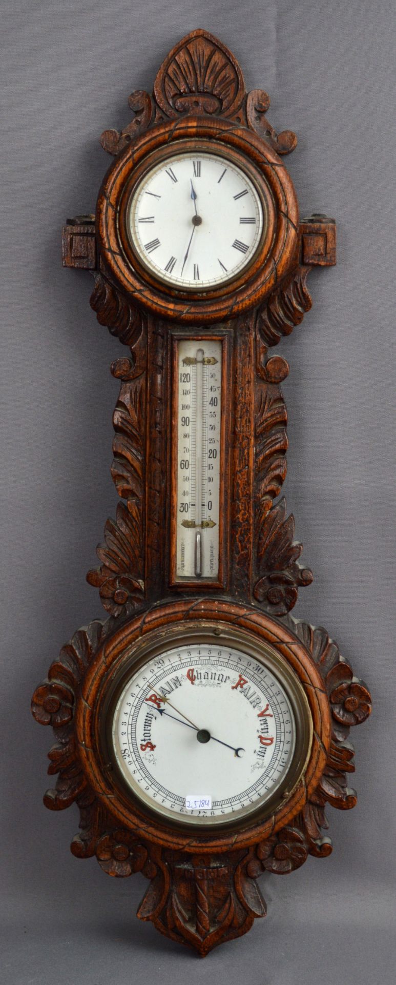 Thermometer, Barometer mit Uhr