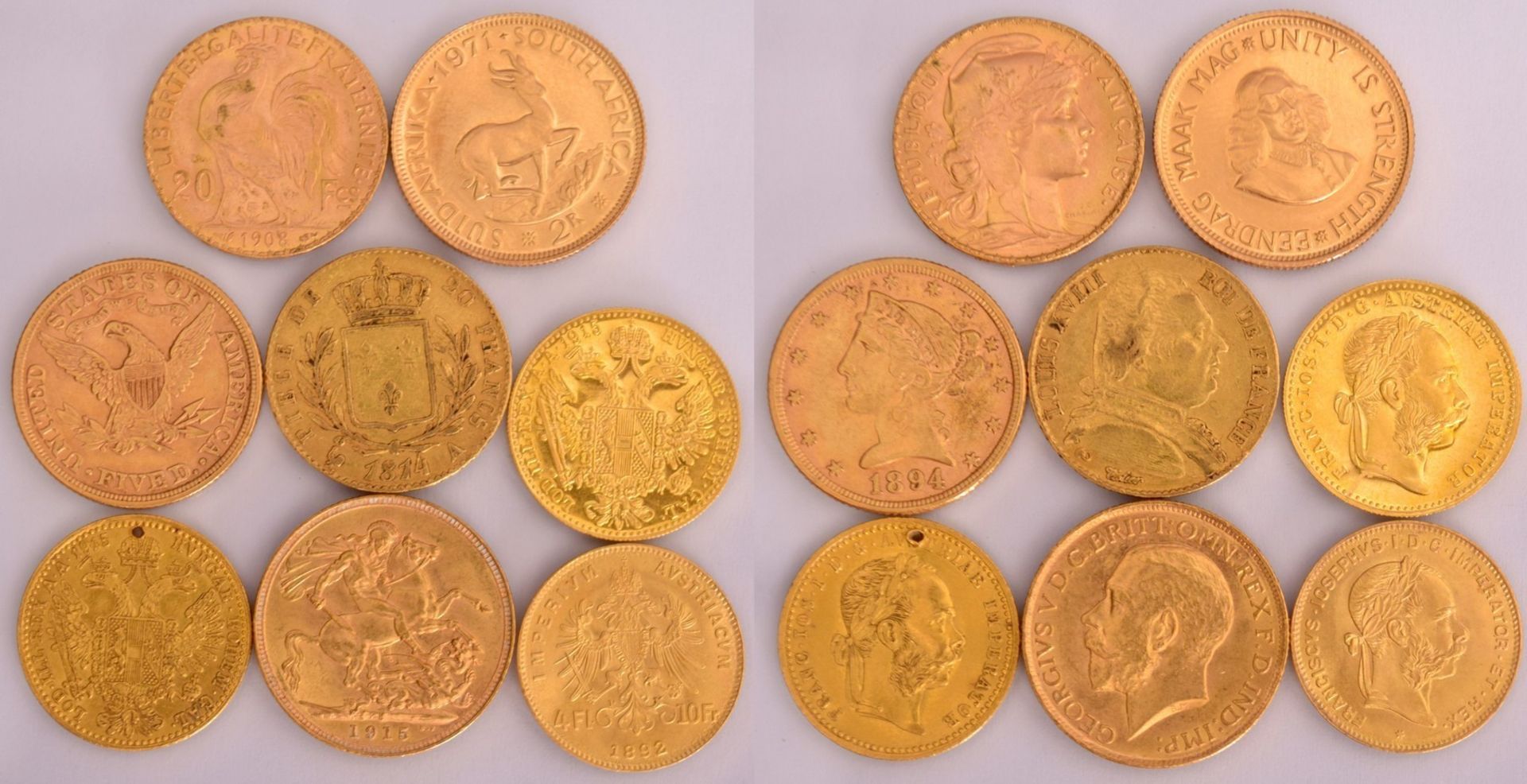 Konvolut acht Goldmünzen