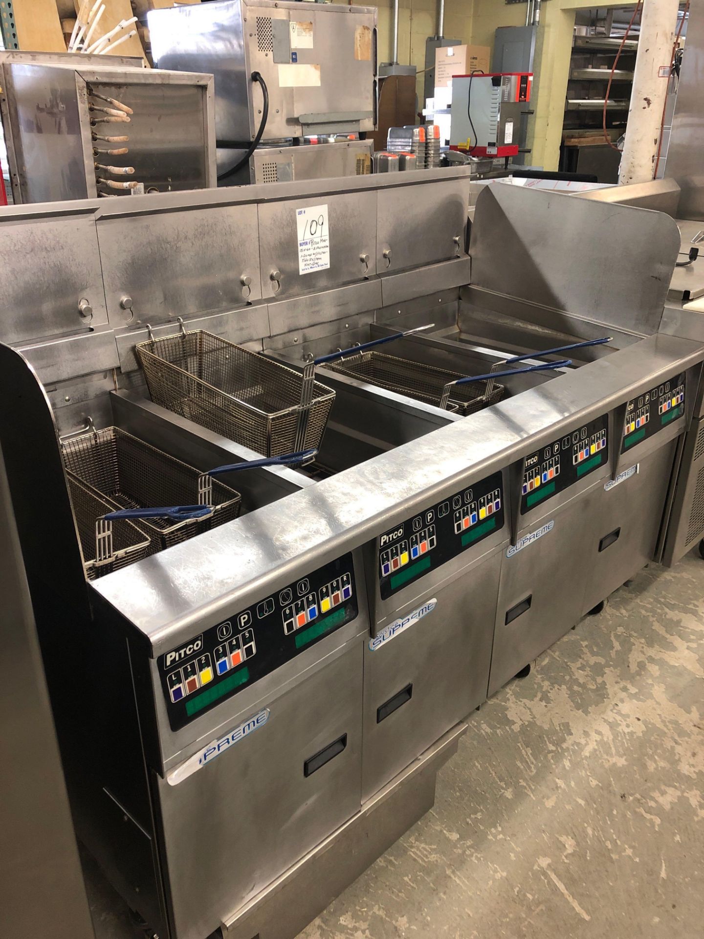 Pitco 4 section fryer with filtration system