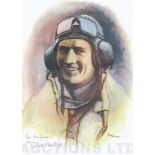 A4 Illustrated Portrait Print of Mike Croskell in Flying Gear by David Pritchard, Hand-signed by Mik