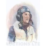 A4 Illustrated Portrait Print of Nigel Rose in Flying Gear by David Pritchard, Hand-signed by Nigel