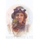 A4 Illustrated Portrait Print of Peter Brothers in Flying Gear by David Pritchard, Hand-signed by Pe