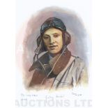 A4 Illustrated Portrait Print of Jimmy Corbin in Flying Gear by David Pritchard, Hand-signed by Jimm