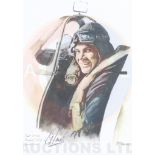 A4 Illustrated Portrait Print of Richard Jones in Flying Gear by David Pritchard, Hand-signed by Ric