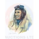 A4 Illustrated Portrait Print of Peter Brothers in Flying Gear by David Pritchard, Hand-signed by Pe