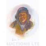 A4 Illustrated Portrait Print of Billy Drake in Flying Gear by David Pritchard, Hand-signed by Billy