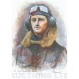 A4 Illustrated Portrait Print of Jocelyn George Power Millard in Flying Gear by David Pritchard, Han