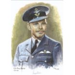 A4 Illustrated Portrait Print of Roger Morewood in Dress Uniform by David Pritchard, Hand Signed by