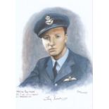 A4 Illustrated Portrait Print of Tony Iveson in Dress Uniform by David Pritchard, Hand Signed by Ton