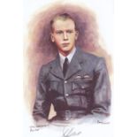 A4 Illustrated Portrait Print of Bob Doe in Dress Uniform by David Pritchard, Hand Signed by Bob Doe