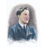 A4 Illustrated Portrait Print of Nigel Rose in Dress Uniform by David Pritchard, Hand Signed by Nige