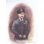 A4 Illustrated Portrait Print of John Freeborn in Dress Uniform by David Pritchard, Hand Signed by J