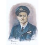 A4 Illustrated Portrait Print of Bill Green in Dress Uniform by David Pritchard, Hand Signed by Bill