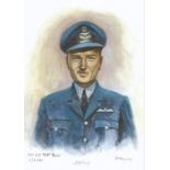 A4 Illustrated Portrait Print of R.A Bob Kings in Dress Uniform by David Pritchard, Hand Signed by R