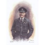 A4 Illustrated Portrait Print of Peter Ayerst in Dress Uniform by David Pritchard, Hand Signed by Pe