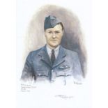 A4 Illustrated Portrait Print of Frank Joyce in Dress Uniform by David Pritchard, Hand Signed by Fra