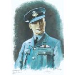 A4 Illustrated Portrait Print of Percival Beake in Dress Uniform by David Pritchard, Hand Signed by