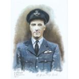 A4 Illustrated Portrait Print of A. Montagu-Smith in Dress Uniform by David Pritchard, Hand Signed b