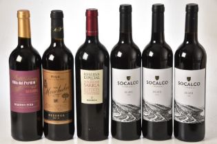 Socalo Douro 2018 3 bts Vina Marichalar 2013 Rioja Reserva 1 bt Senorio de Sarria Reserva Especial 2