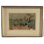 Unleserlich signiert, Ölgemälde Hafen