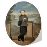 Unidentifizierter Künstler, Ölgemälde ovales Portrait junger Mann, unbekannt