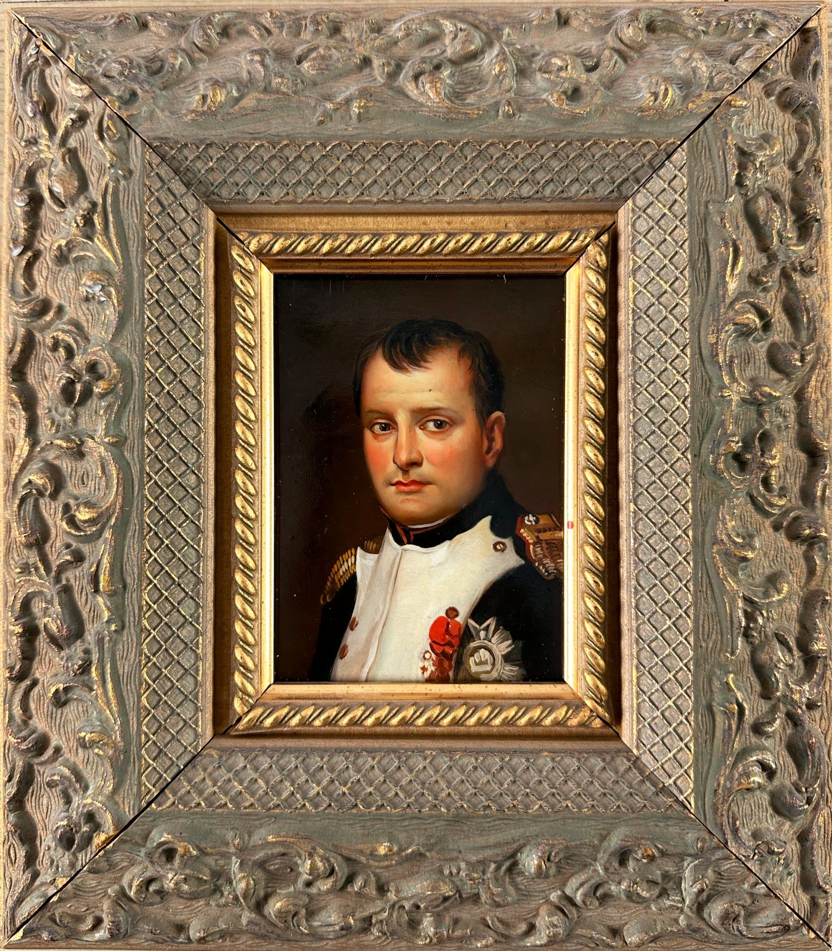 Unidentifizierter Künstler, Ölgemälde auf Kupfer Portrait Napoleon, unbekannt, Miniatur - Bild 4 aus 9