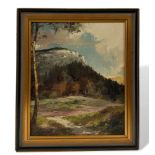 Unleserlich signiert, Ölgemälde Landschaft