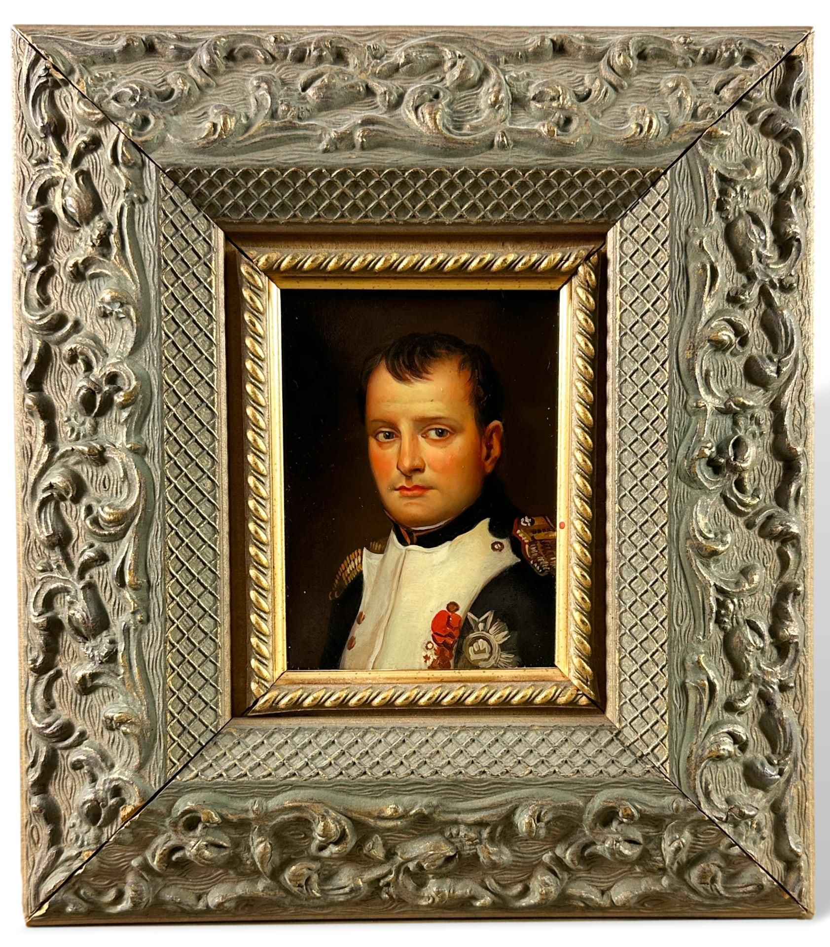Unidentifizierter Künstler, Ölgemälde auf Kupfer Portrait Napoleon, unbekannt, Miniatur - Bild 2 aus 9