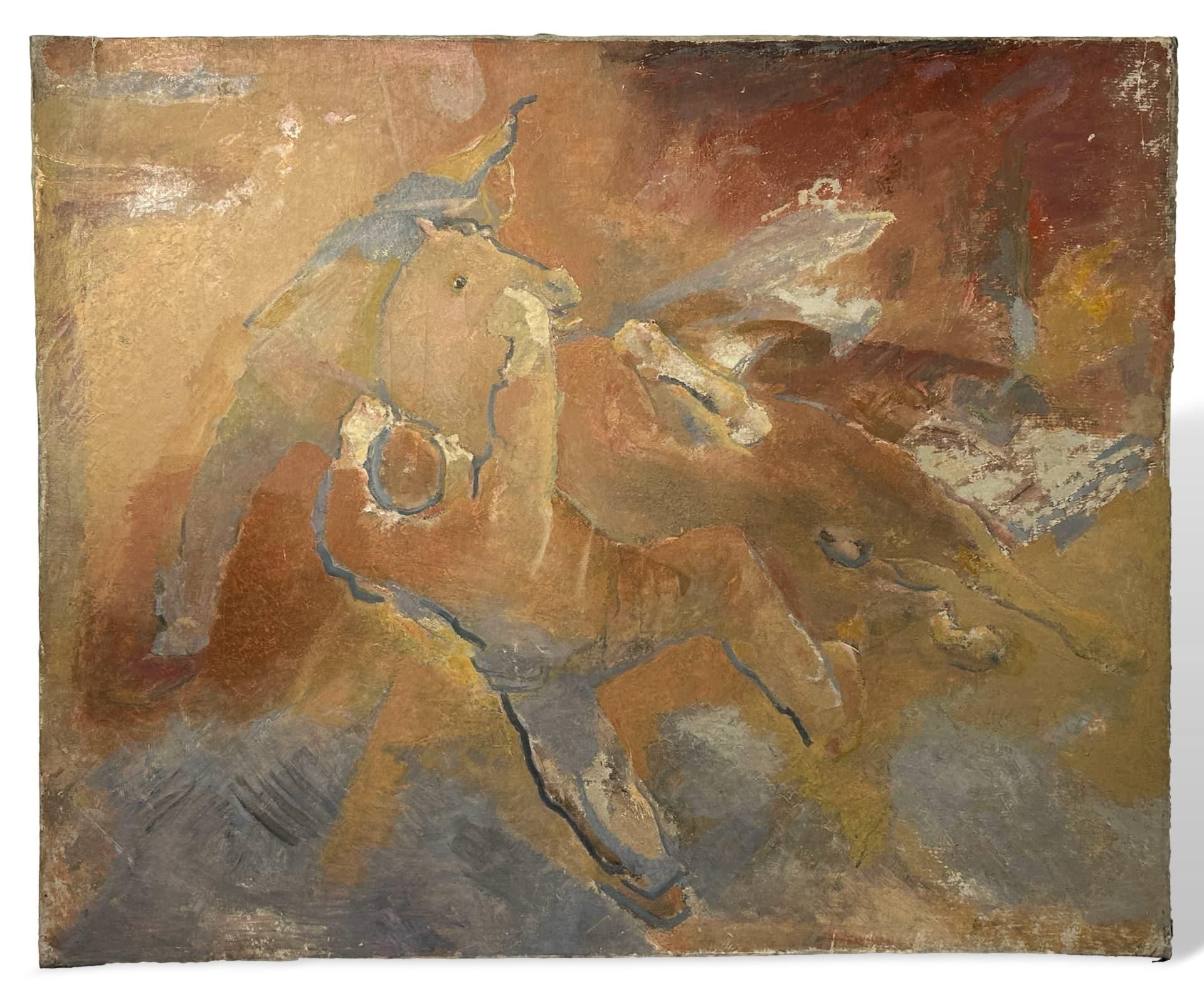 Unidentifizierter Künstler, Expressionist um 1920, Ölgemälde, expressiver Reiter, unbekannt - Bild 2 aus 9