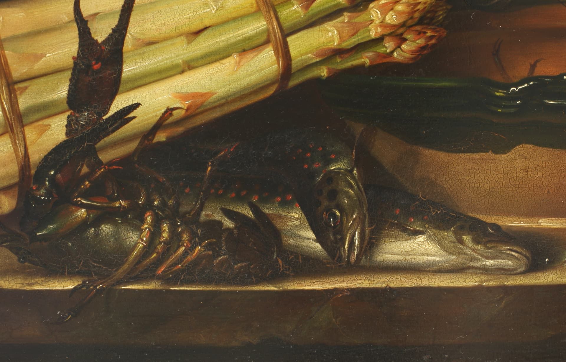 Kreuzer, Vinzenz (1809-1888), Ölgemälde Stillleben mit Langusten, Fischen und Spargel - Bild 6 aus 9