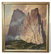 Unidentifizierter Künstler, Ölgemälde, Prozession zur Bergkapelle in den Alpen, unbekannt