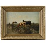 Taymans, Louis Joseph (1826-1877) Zuschreibung, Ölgemälde Landschaft mit Kühen und Windmühle