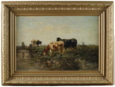 Taymans, Louis Joseph (1826-1877) Zuschreibung, Ölgemälde Landschaft mit Kühen und Windmühle