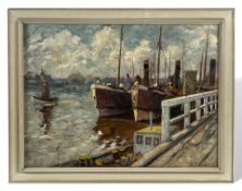 Mosblech, Wilhelm (1868-1934), Ölgemälde Hafen