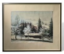 Sachs, A., Aquarell Winterlandschaft