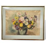 Unleserlich signiert, Aquarell Stillleben