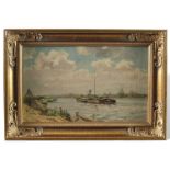 Wucherer, Fritz (1873-1948) Zuschreibung, Ölgemälde Landschaft mit Fluß wohl Seine