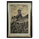 Winkler, Curt (1903-1974), Kohlezeichnung, die Wartburg bei Eisenach