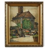Tull, Ödön (1870 -1911), Aquarell Dorfansicht mit Kirche