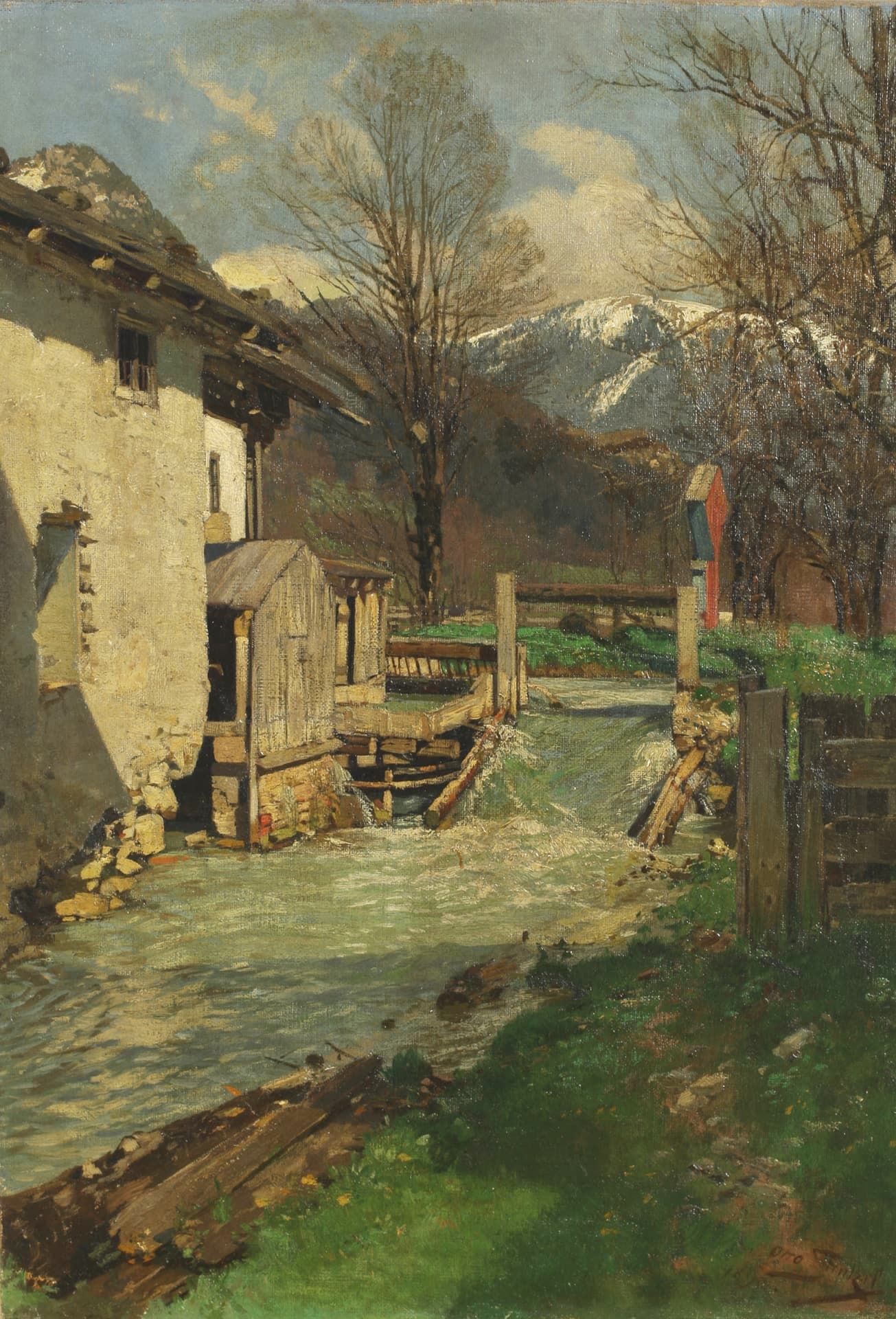 Strützel, Otto (1855-1930), Ölgemälde Landschaft mit Wassermühle - Image 4 of 8