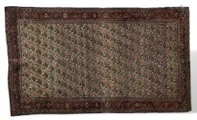 Teppich Senneh / Sanandaj antik, Rosenmotiv in all-over Musterung, beschädigt, 201cm x 123cm