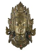 Asiatika Bronze / Messing Maske Tara, Nepal