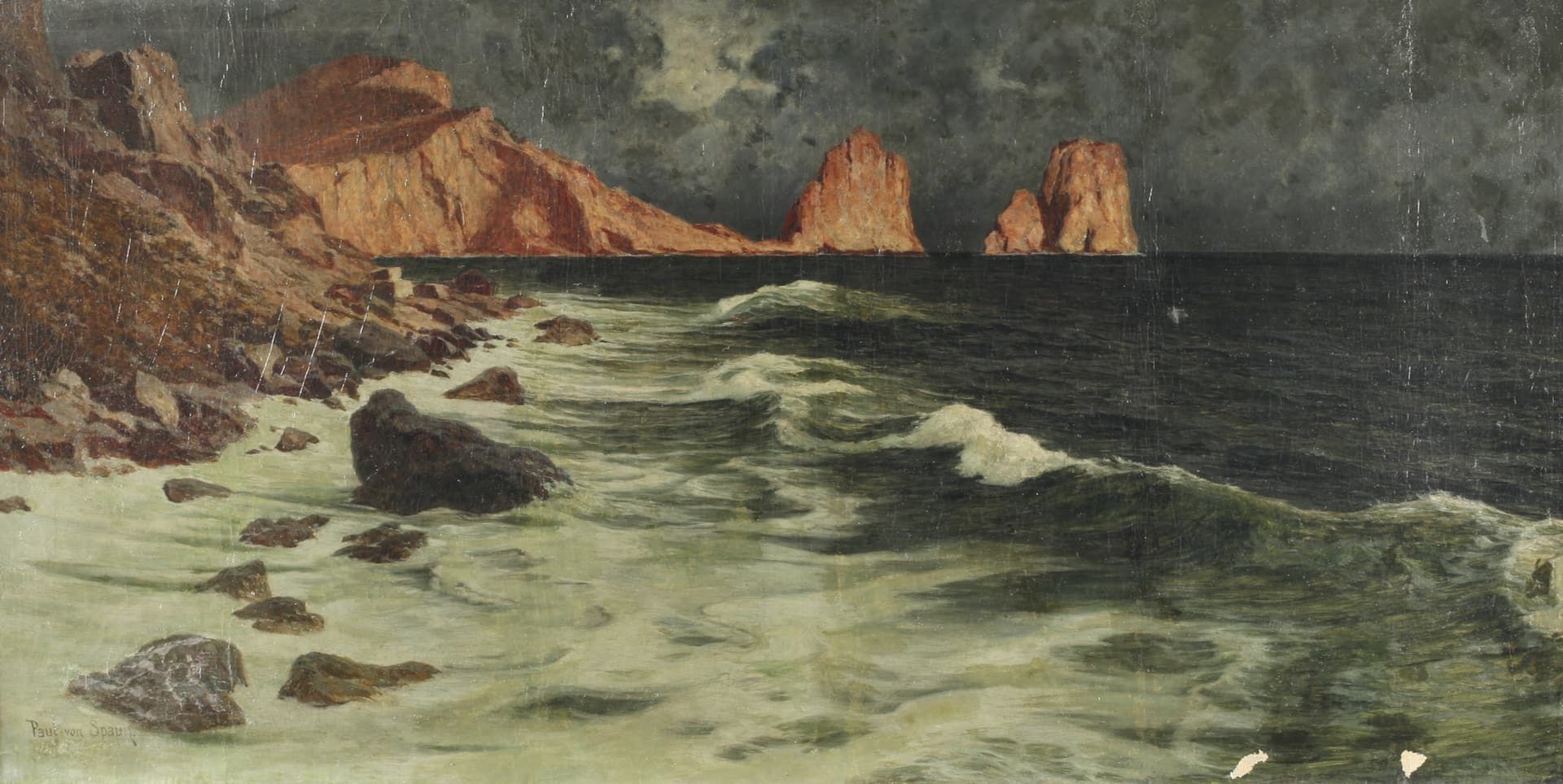 Spaun, Paul von (1876-1932), Ölgemälde Meeresbrandung auf Capri - Image 5 of 10