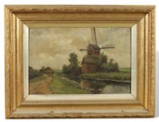 Mondriaan, Frits (1853-1932), Ölgemälde Windmühle Landschaft