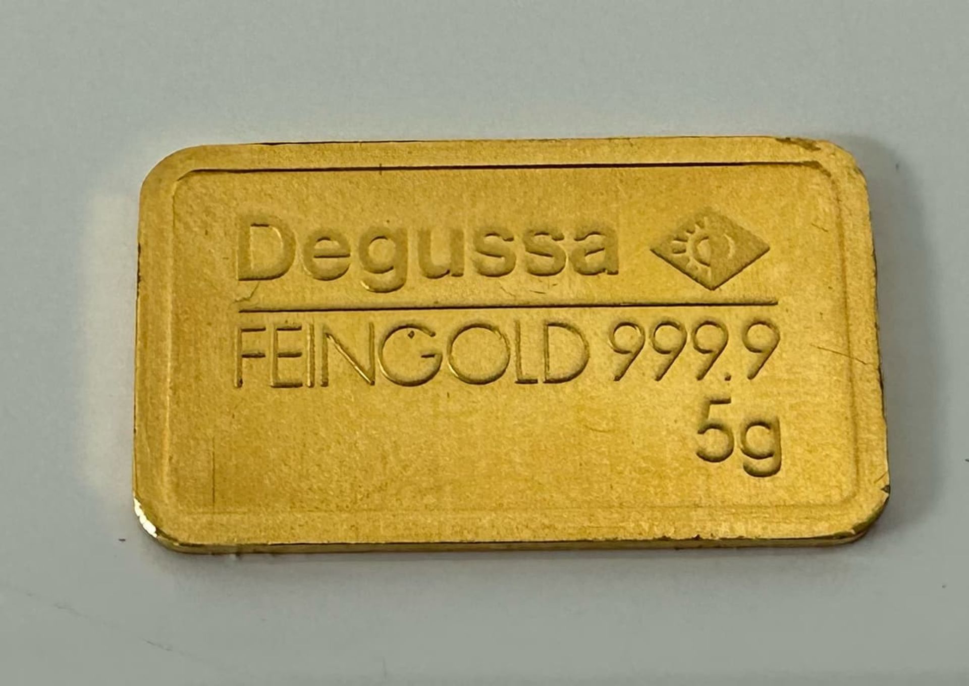 5 Gramm Feingoldbarren Degussa