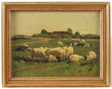 Strützel, Otto (1855-1930) Umkreis, Ölgemälde Landschaft mit Schafen