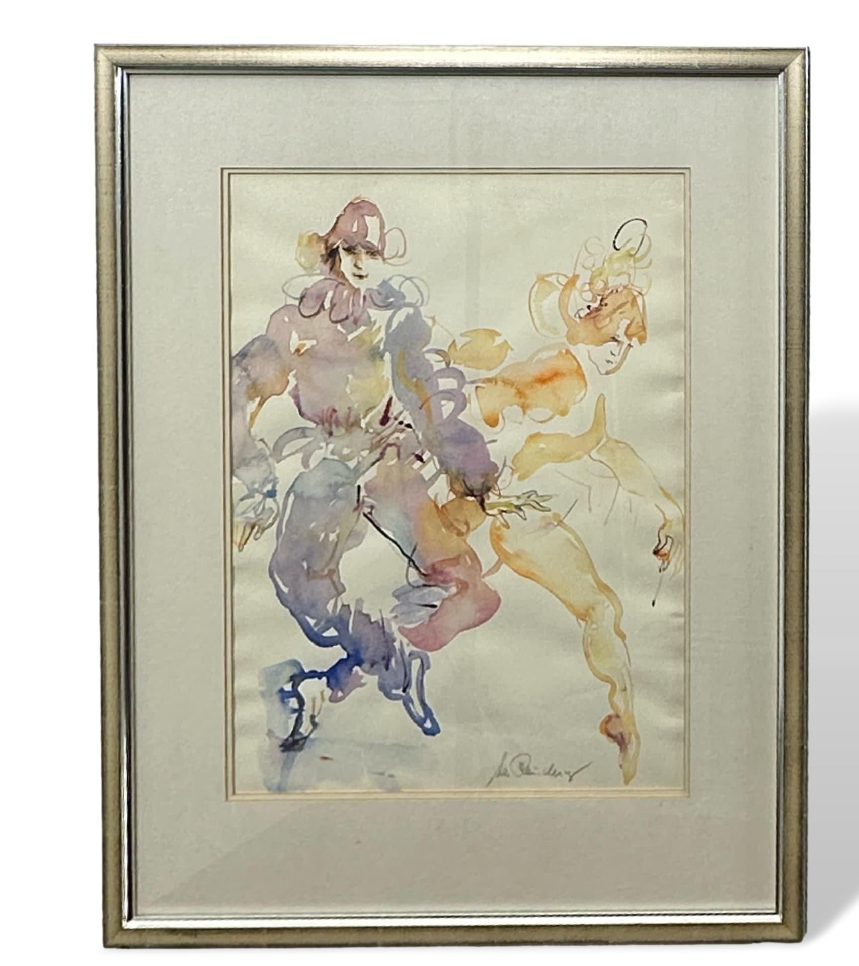Rauschning, Erika (1923-2015), Aquarell zwei Harlekins - Bild 4 aus 11