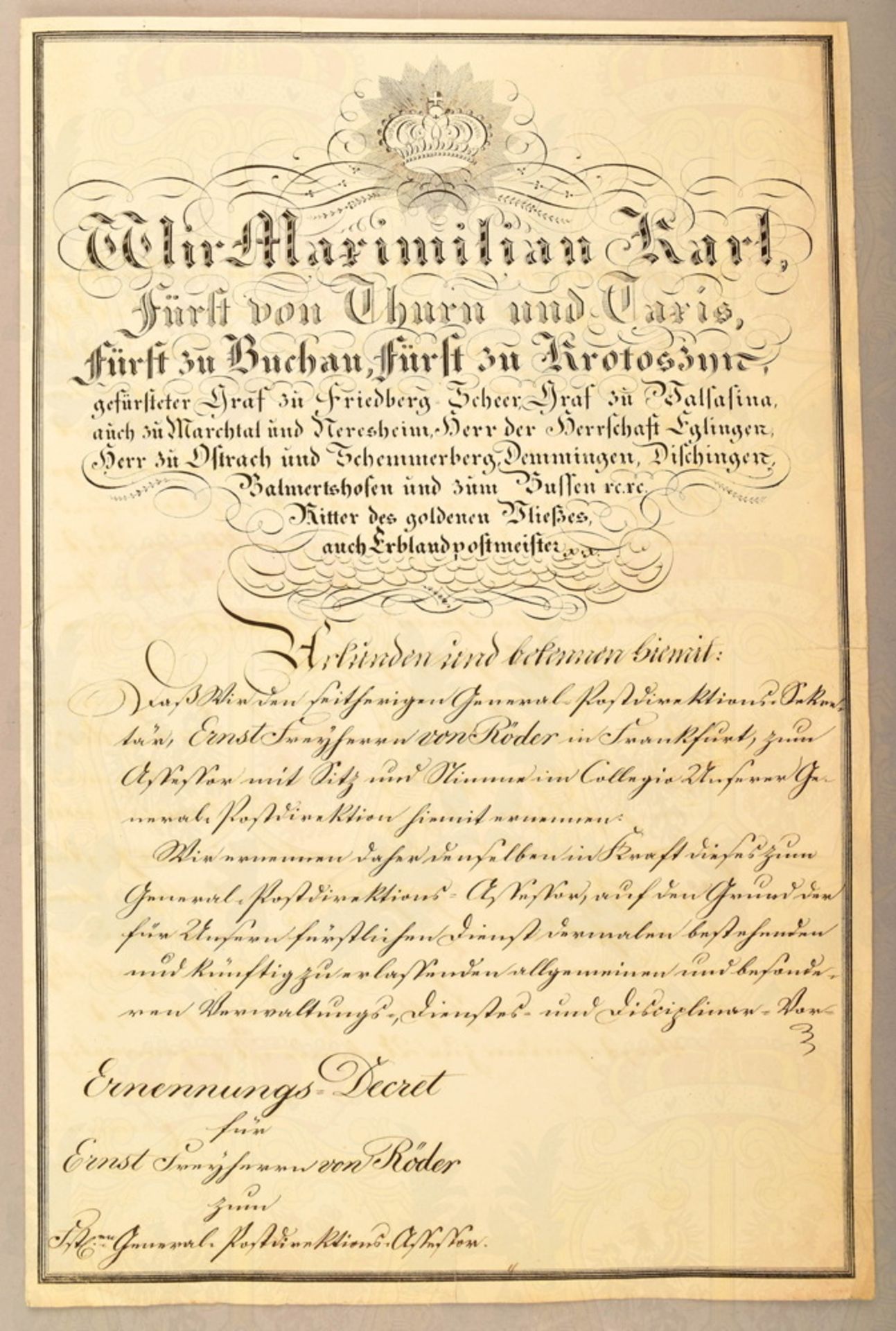 Original signature Maximilian Karl von Thurn und Taxis - Image 3 of 3