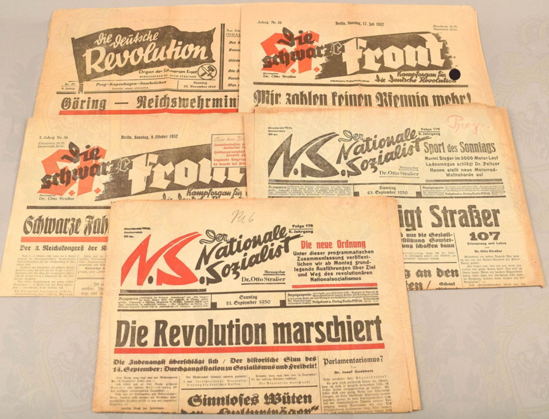 5 national-sozialistische Zeitungen 1930-1934
