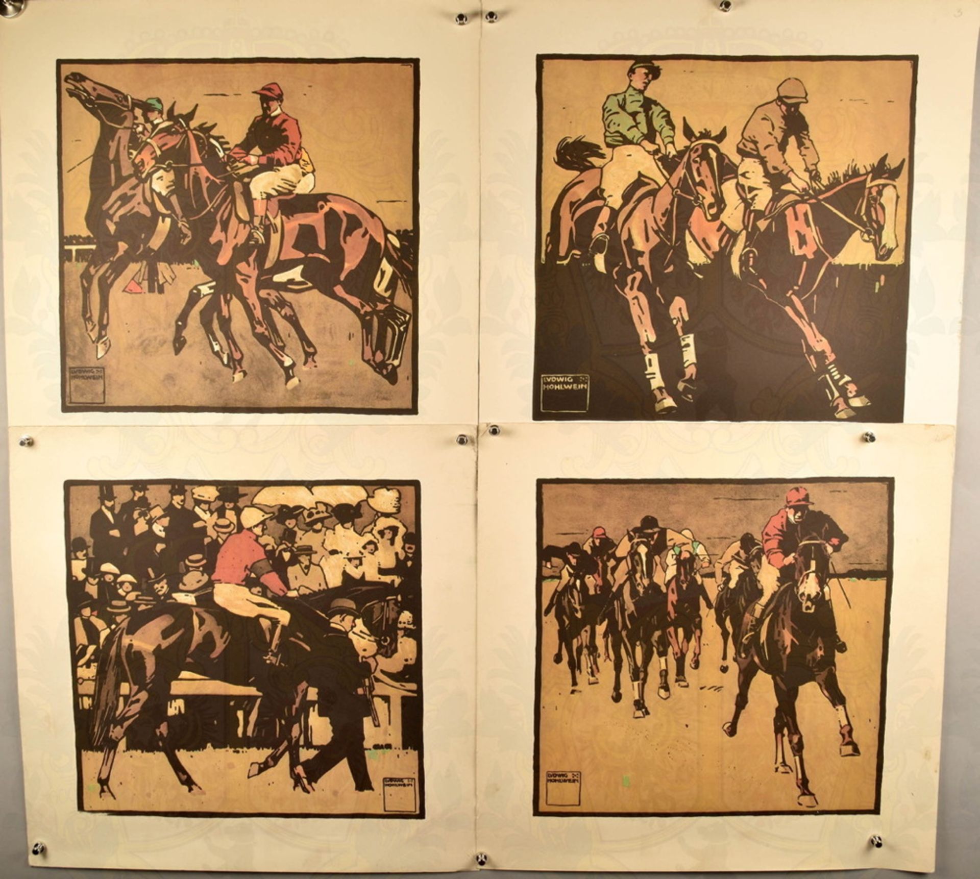 12 sheets of Ludwig Hohlweins Turf series drawings